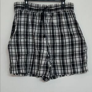 🌞 Jacque & KoKo Black & White pullup plaid shorts elastic waist pockets men 30